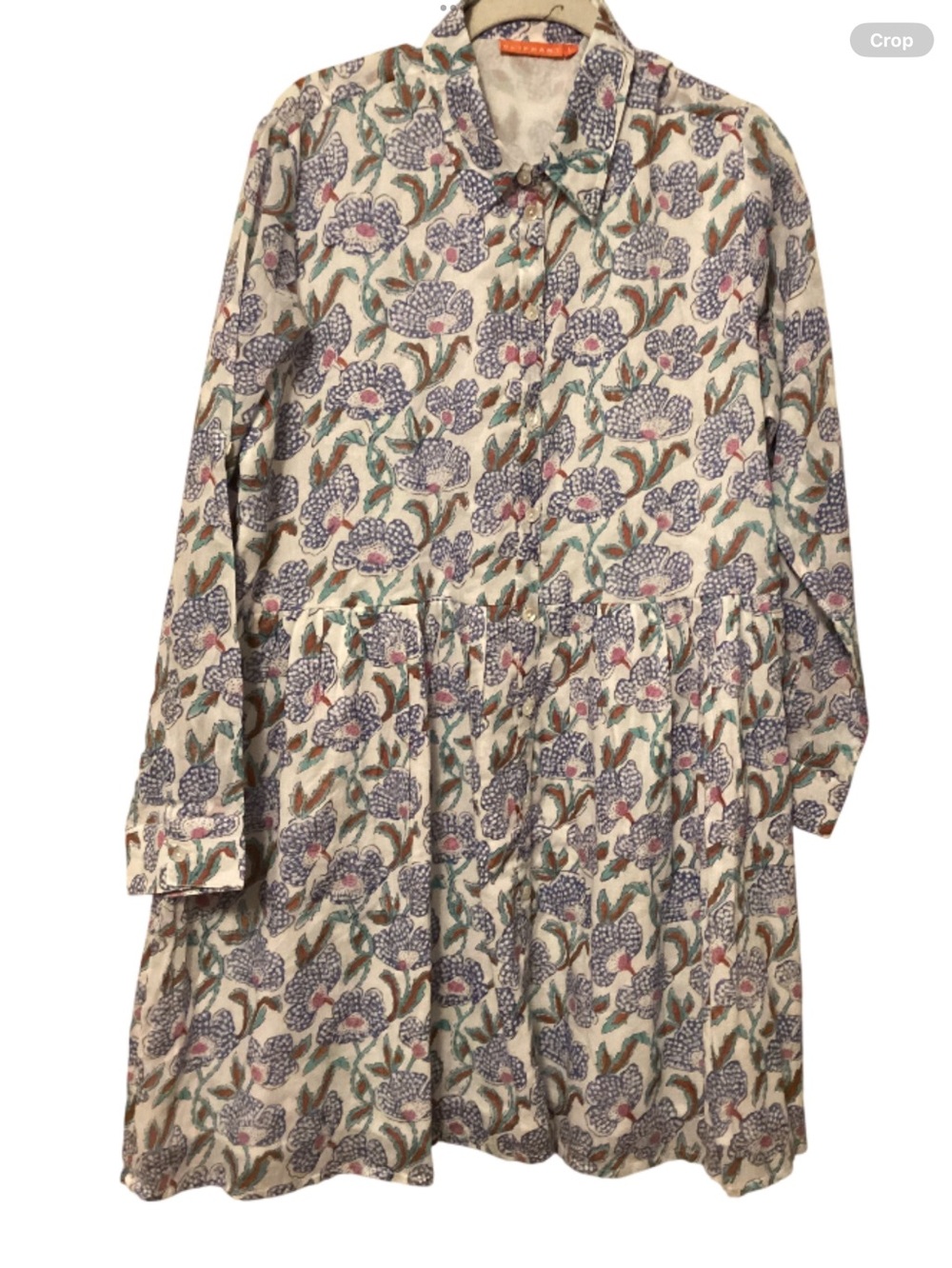 OLIPHANT drop waist long sleeve floral print  100%. Otto’s shirt  Dress SZ L